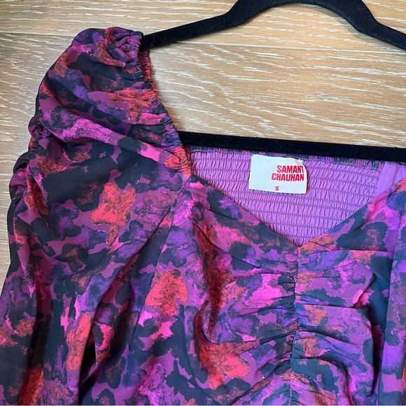 EUC Anthropologie Samant Chauan floral ruched blouse S - Picture 10 of 14